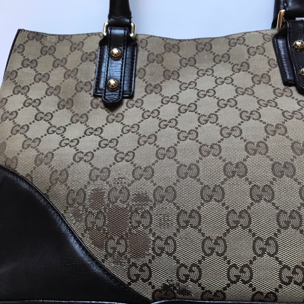 Gucci Beige/Chocolate  Horsebit GG Tote Vintage - Picture 3 of 8